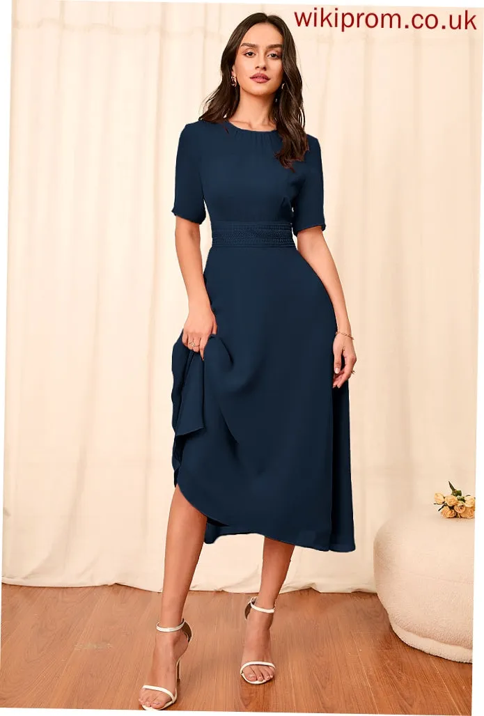 Silhouette Straps A-Line Length Fabric Sleeve Knee-Length Sleeves Cristina Sleeveless Floor Length A-Line/Princess Bridesmaid Dresses