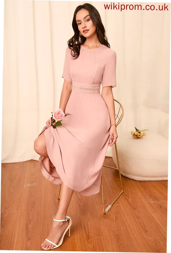 Silhouette Straps A-Line Length Fabric Sleeve Knee-Length Sleeves Cristina Sleeveless Floor Length A-Line/Princess Bridesmaid Dresses