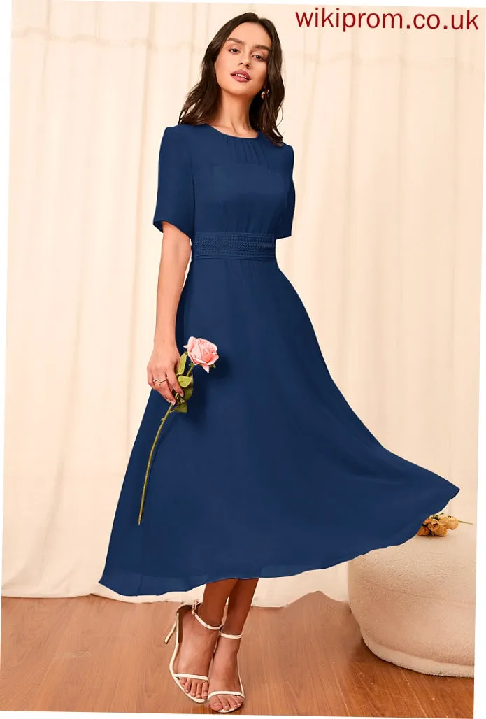 Silhouette Straps A-Line Length Fabric Sleeve Knee-Length Sleeves Cristina Sleeveless Floor Length A-Line/Princess Bridesmaid Dresses