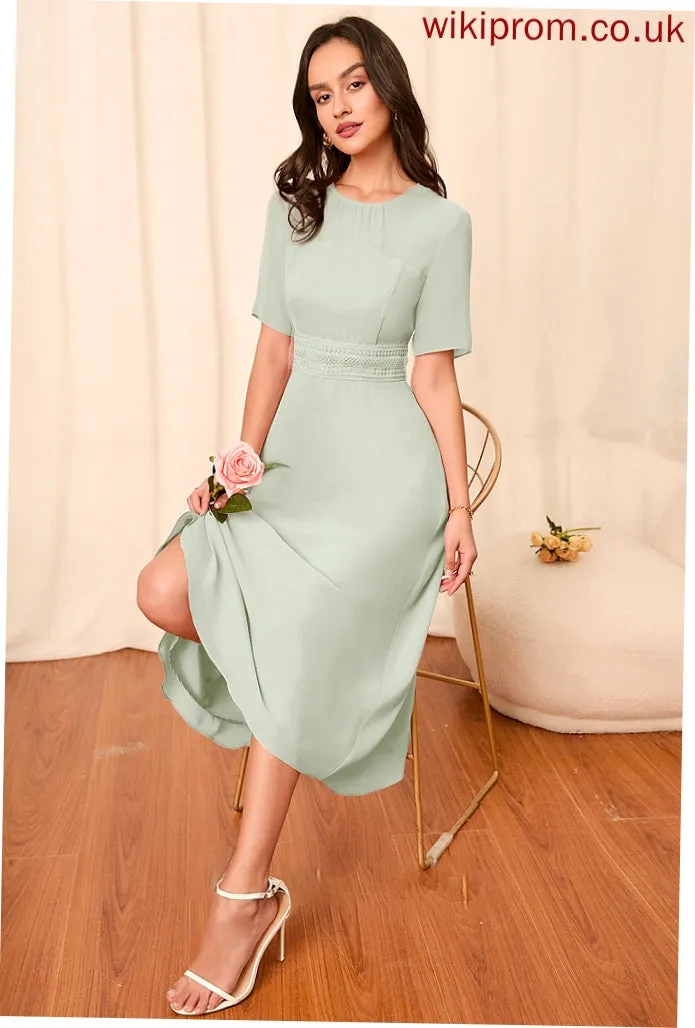 Silhouette Straps A-Line Length Fabric Sleeve Knee-Length Sleeves Cristina Sleeveless Floor Length A-Line/Princess Bridesmaid Dresses