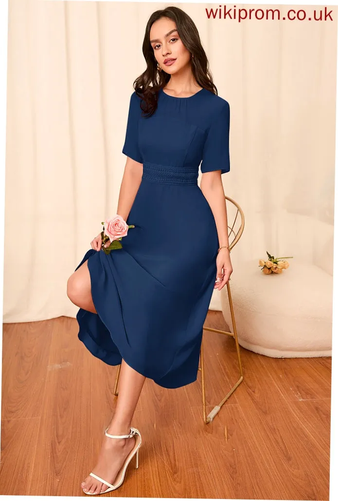 Silhouette Straps A-Line Length Fabric Sleeve Knee-Length Sleeves Cristina Sleeveless Floor Length A-Line/Princess Bridesmaid Dresses