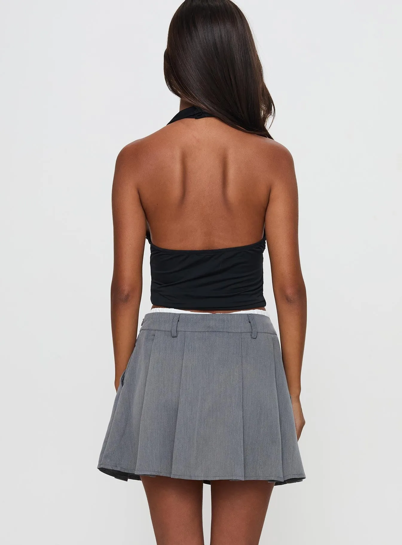 Simulations Pleated Mini Skirt Grey