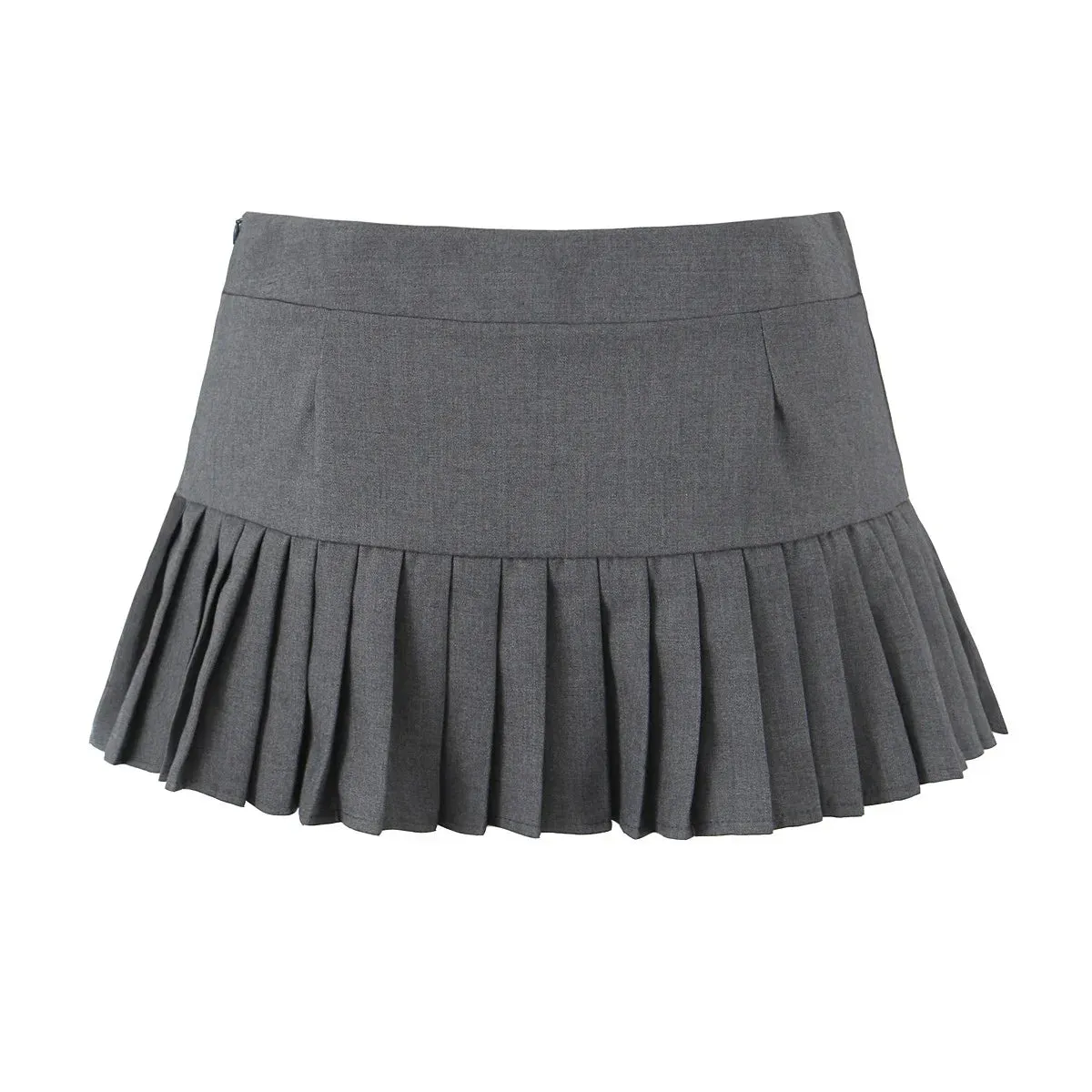 Solid Pleated Low Charming Waist Short Skirt