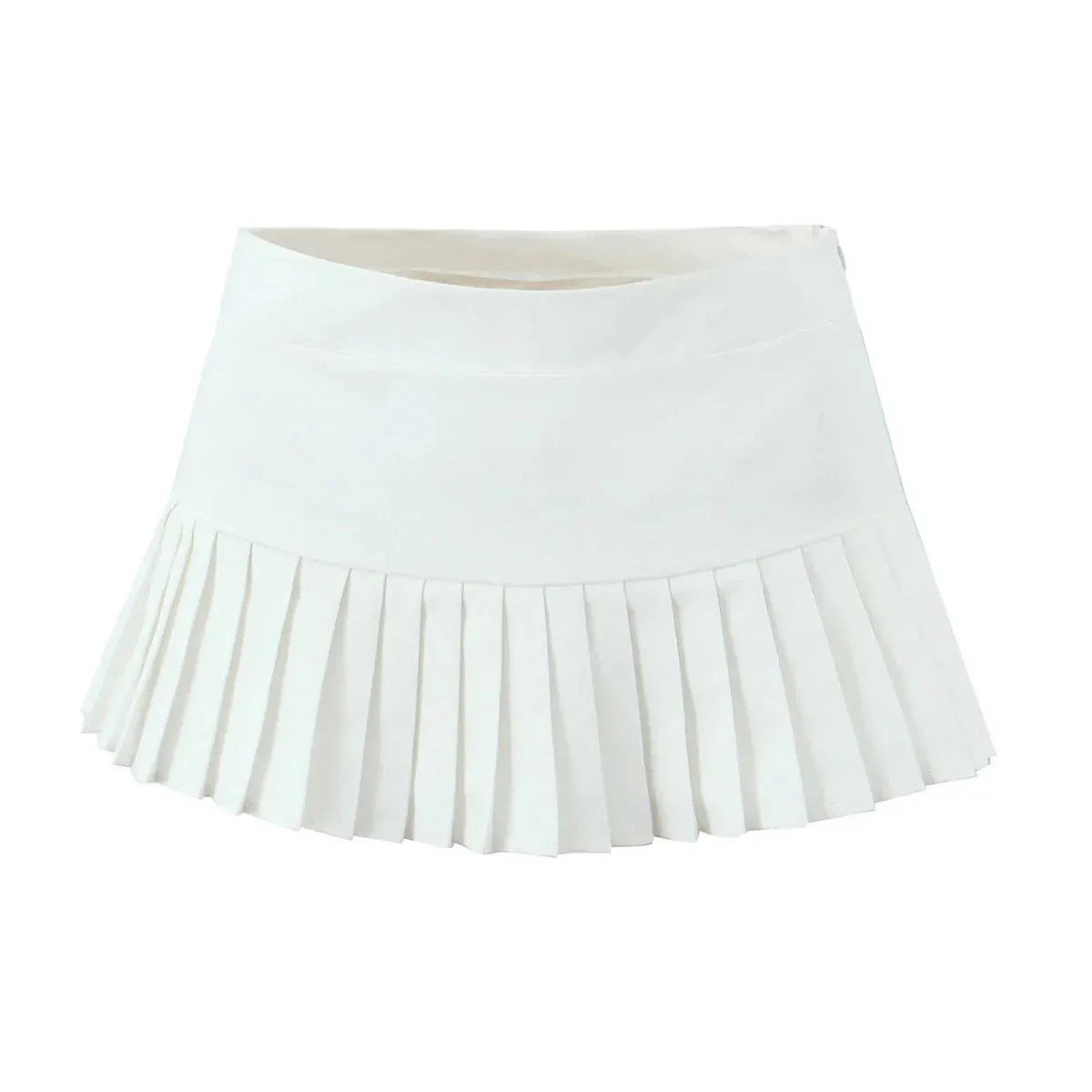 Solid Pleated Low Charming Waist Short Skirt