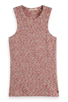 SPACE DYED RACER TANK PINK GREY