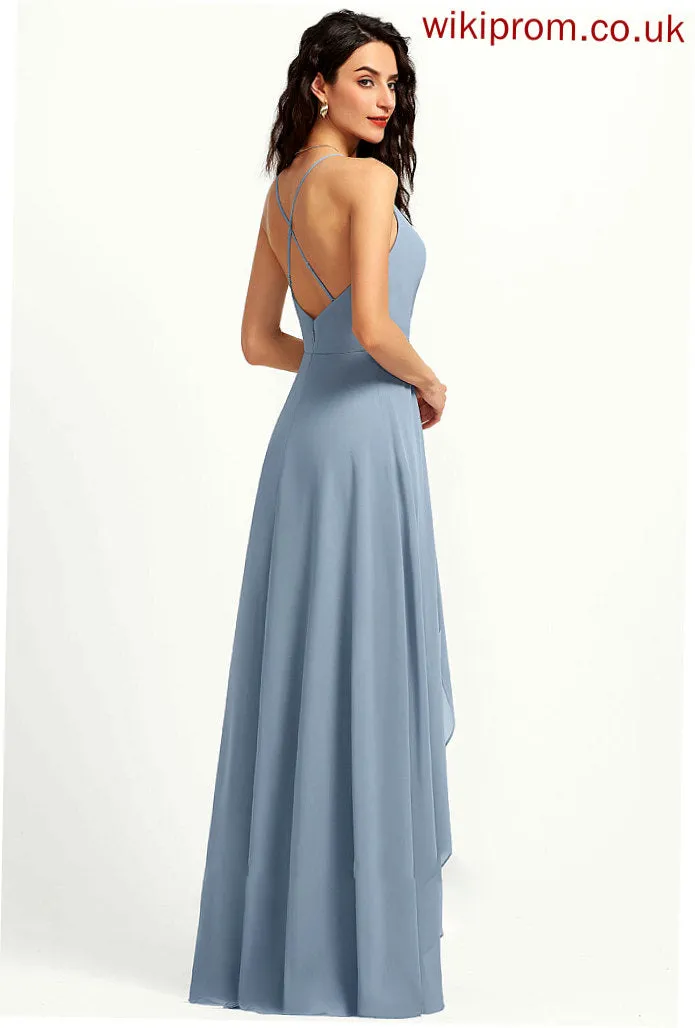 Straps Length A-Line Fabric V-neck Neckline Silhouette Asymmetrical Averi Bridesmaid Dresses