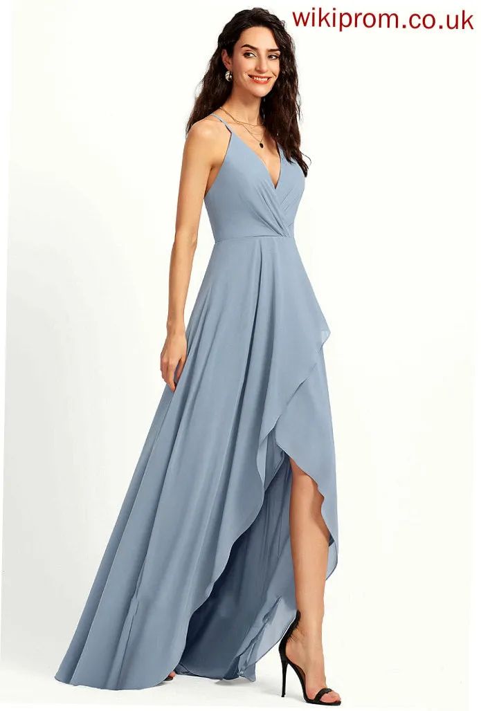 Straps Length A-Line Fabric V-neck Neckline Silhouette Asymmetrical Averi Bridesmaid Dresses