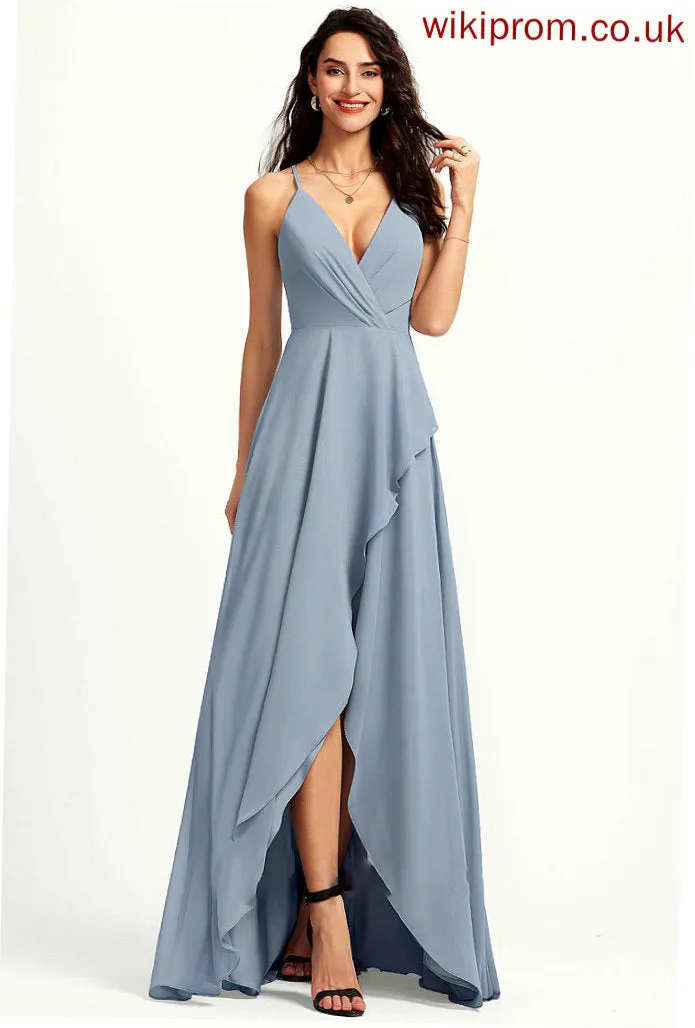 Straps Length A-Line Fabric V-neck Neckline Silhouette Asymmetrical Averi Bridesmaid Dresses