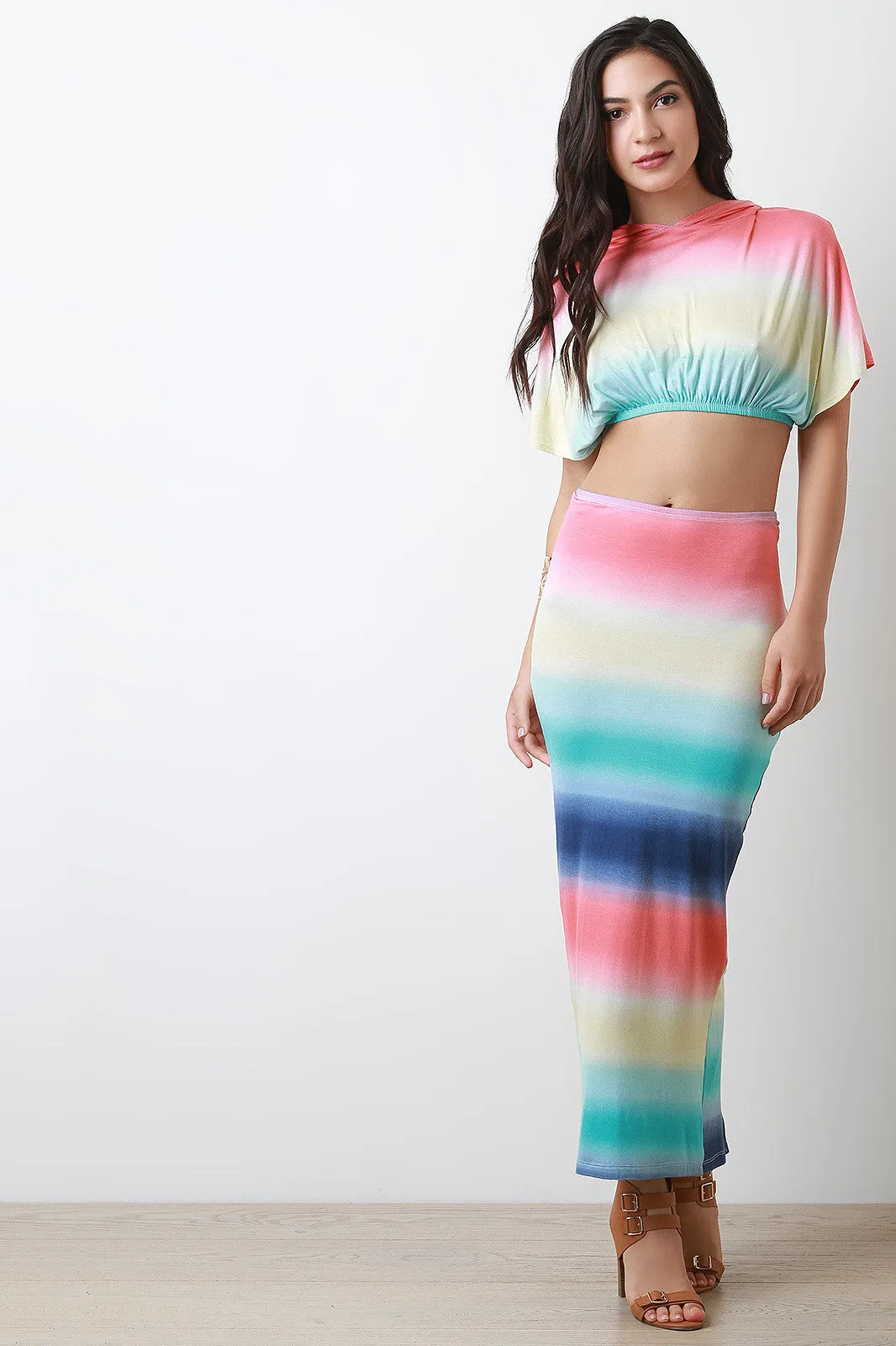 Stripe Tie Dye Maxi Skirt