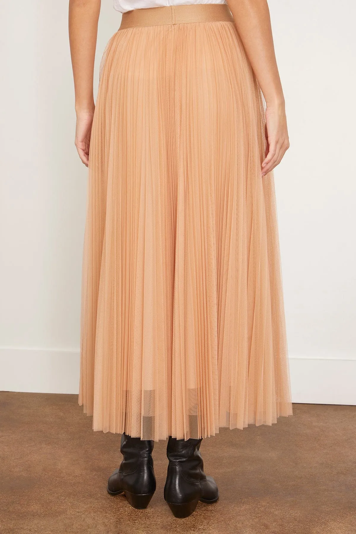 Tulle Plisse Skirt in Nude