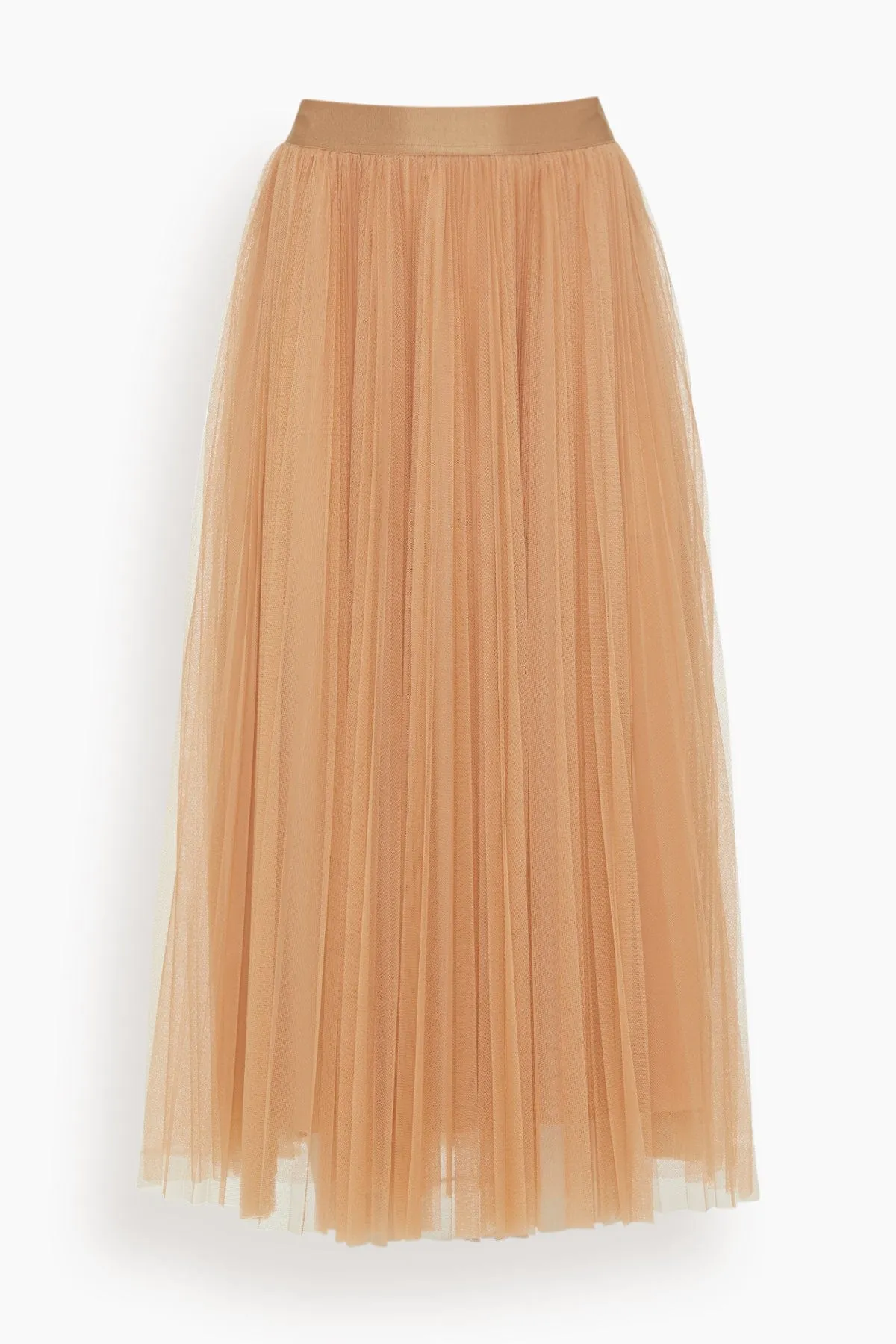 Tulle Plisse Skirt in Nude