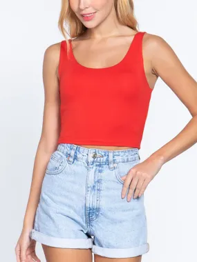 Two Ply Scoop Neck Jersey Crop Top (FWT1265)