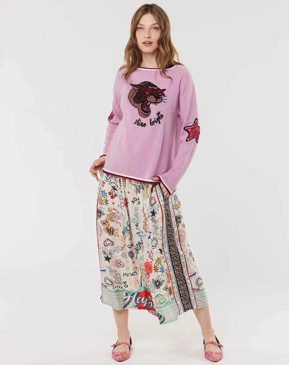 Vanessa Printed Graffiti Midi Skirt