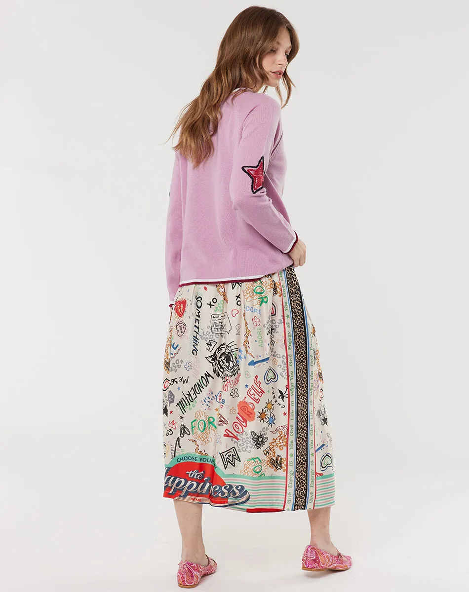 Vanessa Printed Graffiti Midi Skirt