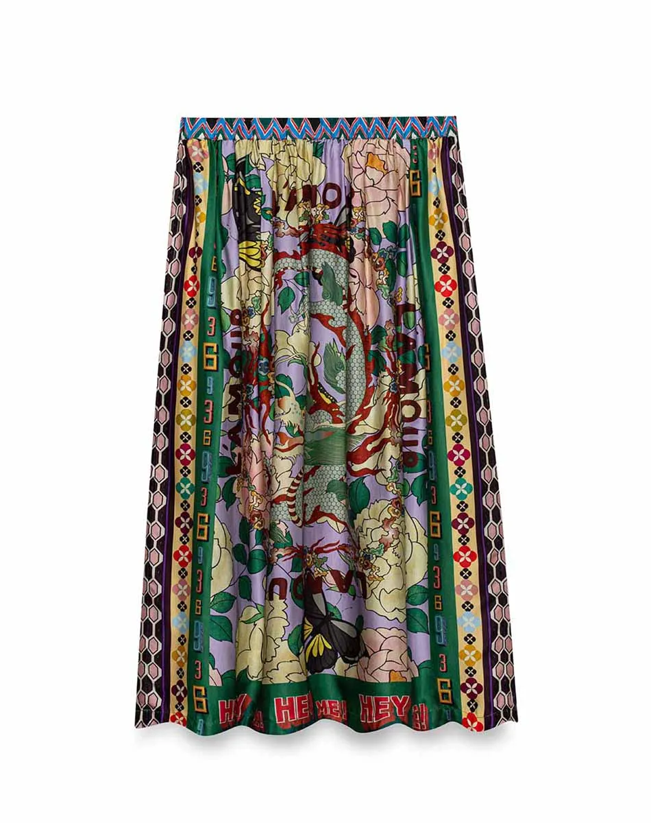 Vanessa Printed L'amour Midi Skirt