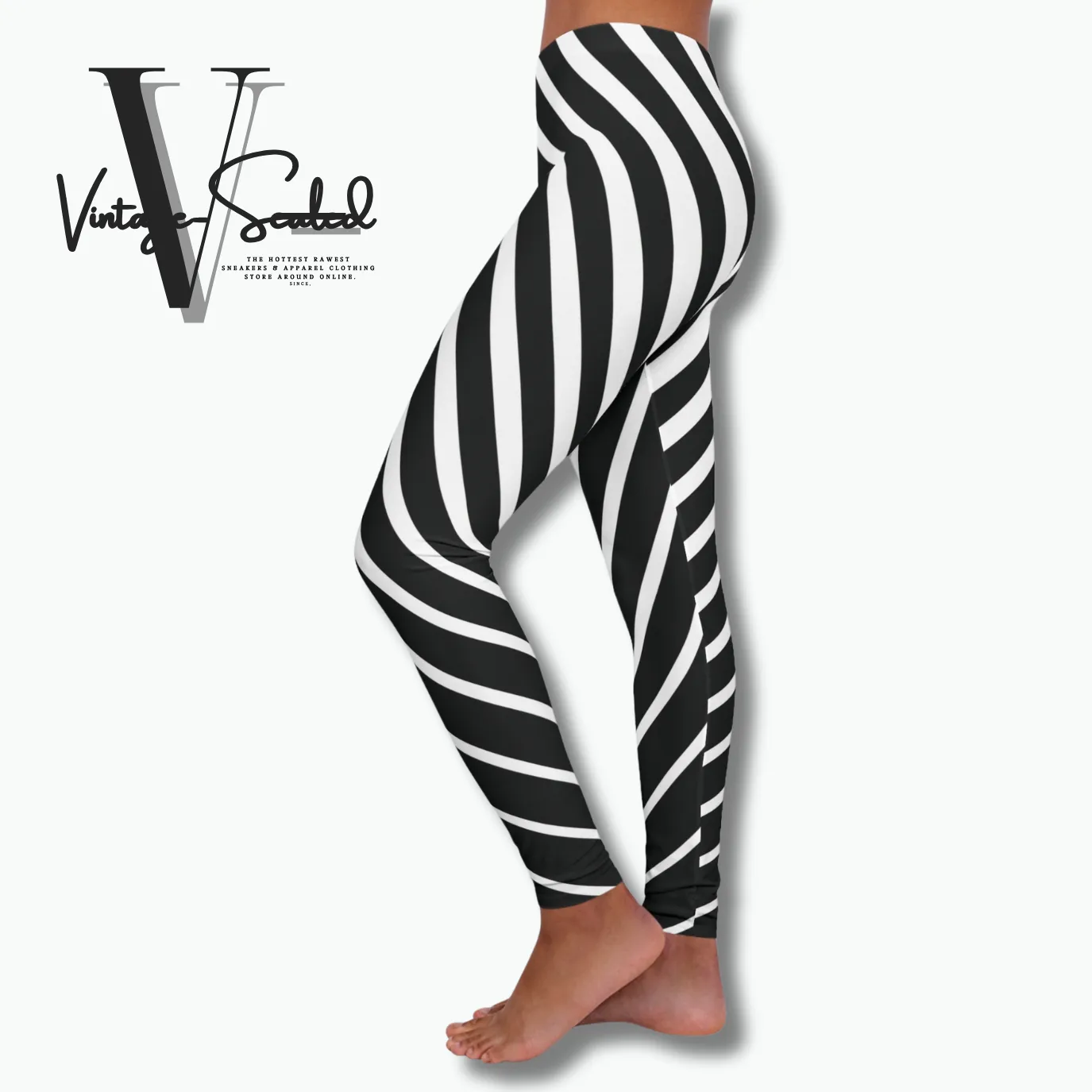 Vintage-Sealed "Curve Striped" Apparel Leggings| Brand New Women's Fashion