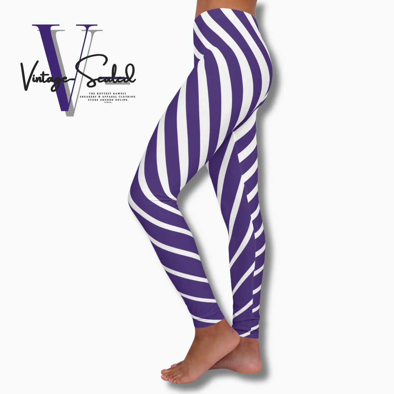 Vintage-Sealed "Curve Striped" Apparel Leggings| Brand New Women's Fashion