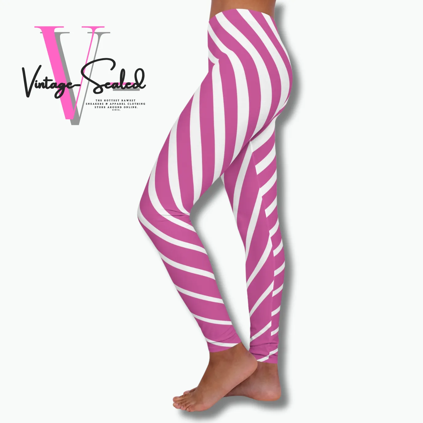 Vintage-Sealed "Curve Striped" Apparel Leggings| Brand New Women's Fashion