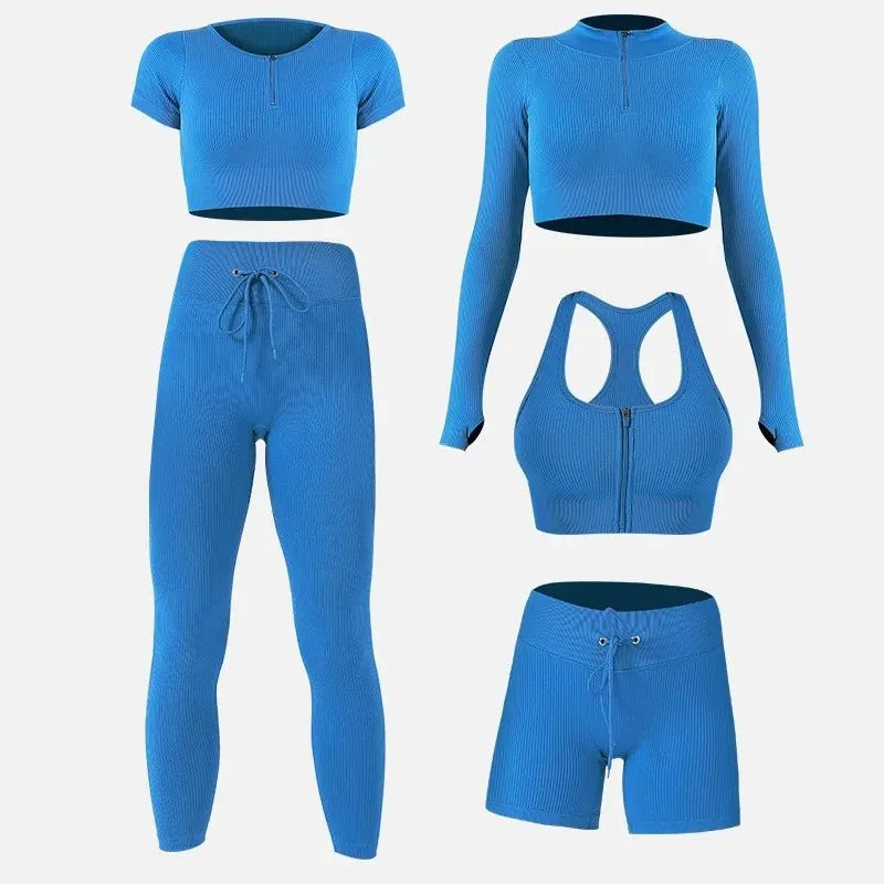 Women Sports Outfit Gym Fitness Long Sleeve Activewear Wear Workout 2 Pcs Set Elasticity Gym Workout Yoga sets For Women