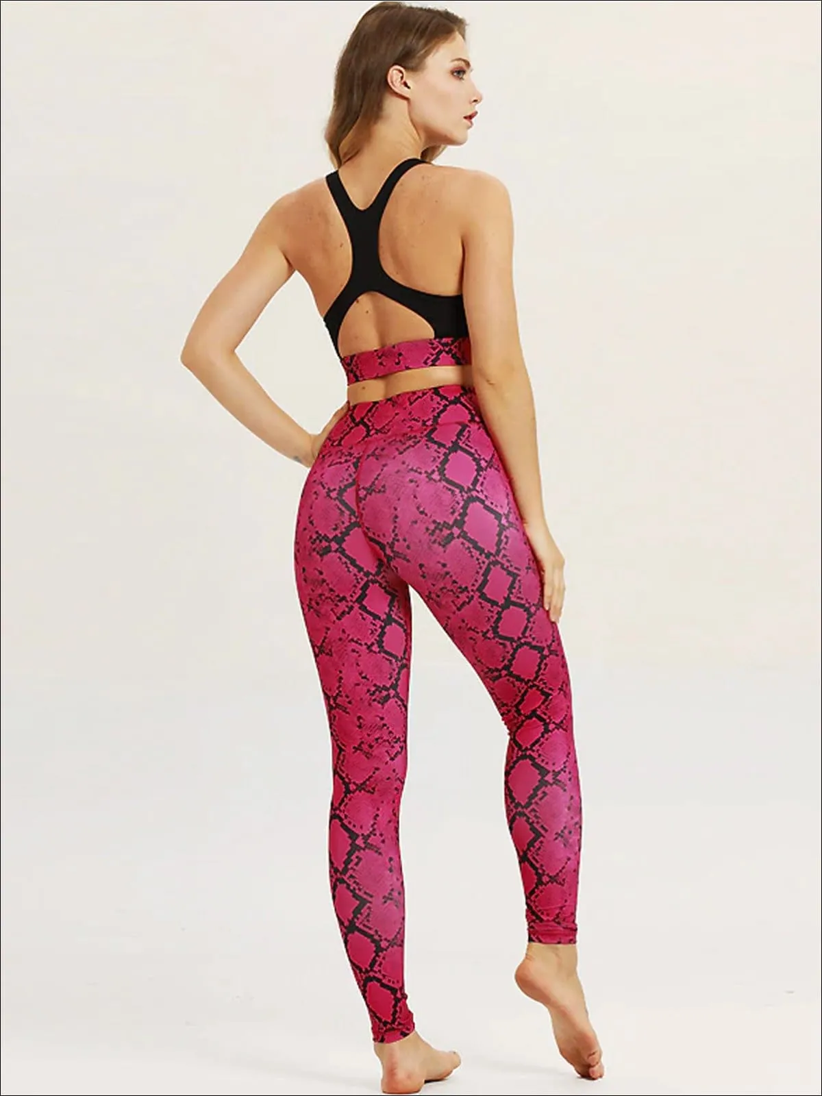 Women's Snake Print Sports Bra And Legging Set