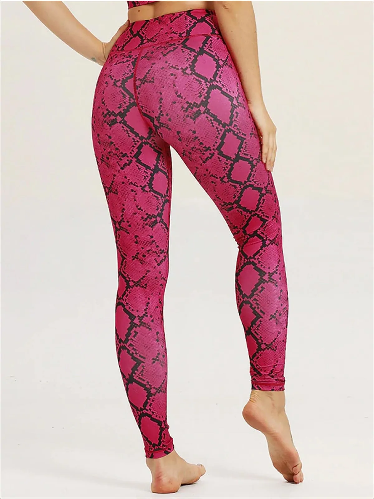 Women's Snake Print Sports Bra And Legging Set