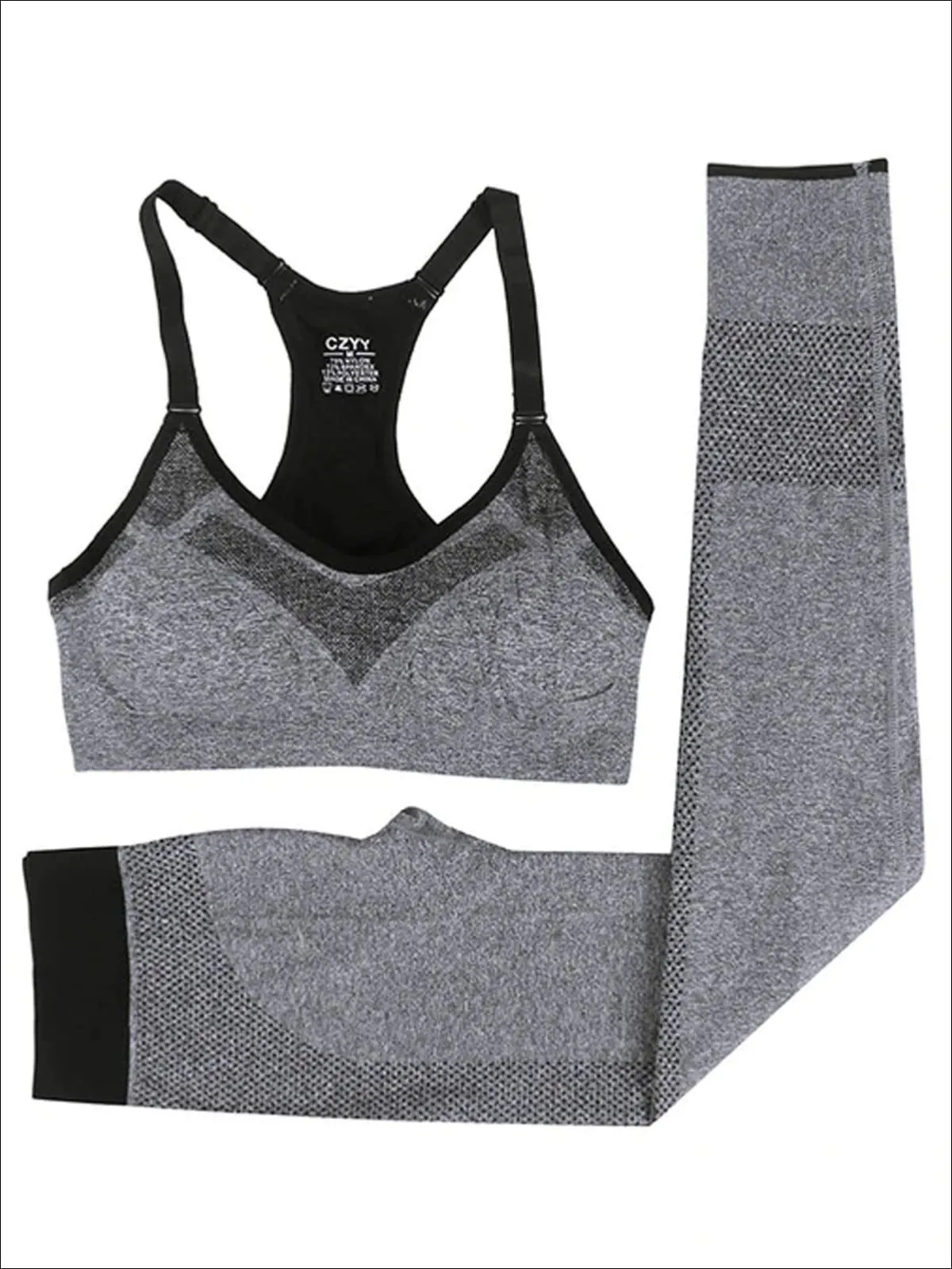 Women's Two Tone Seamless Sports Bra And Perforated Legging Set (4 Style Options)