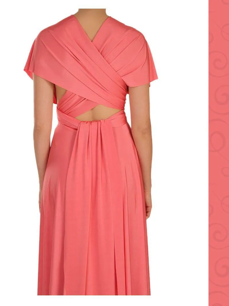 Wrap Dress - Coral - Midi Length